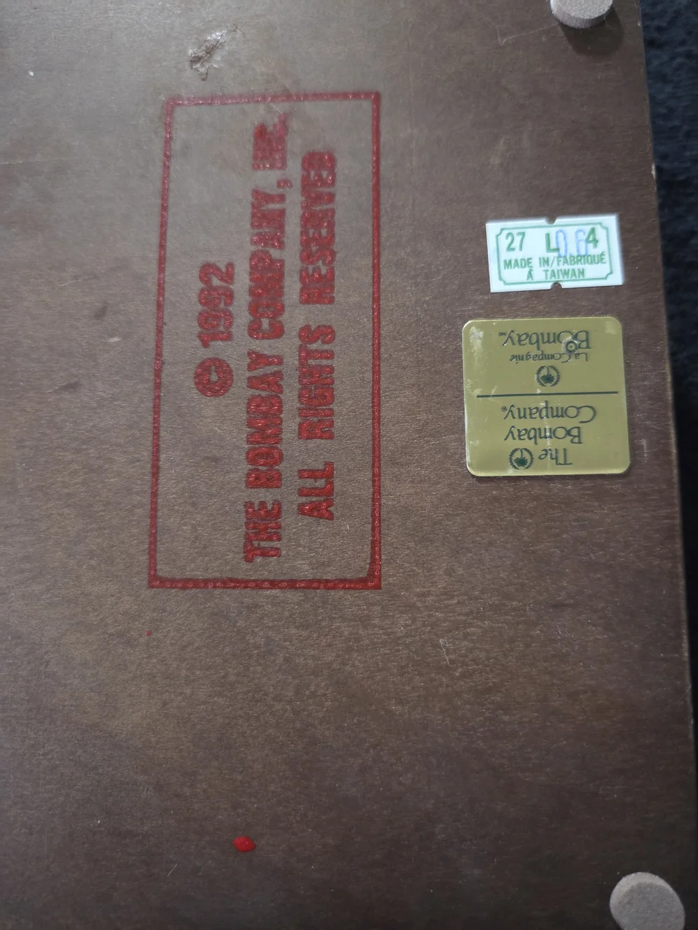 Bombay Dark Brown Wood Note/ Post It Box with Gold Hinges